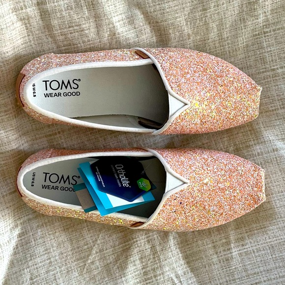 NWT Rose gold glitter Toms Alpargatas size 6.5, pristine! - Picture 2 of 12